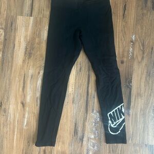Nike Kids Black Leggings with White Logo